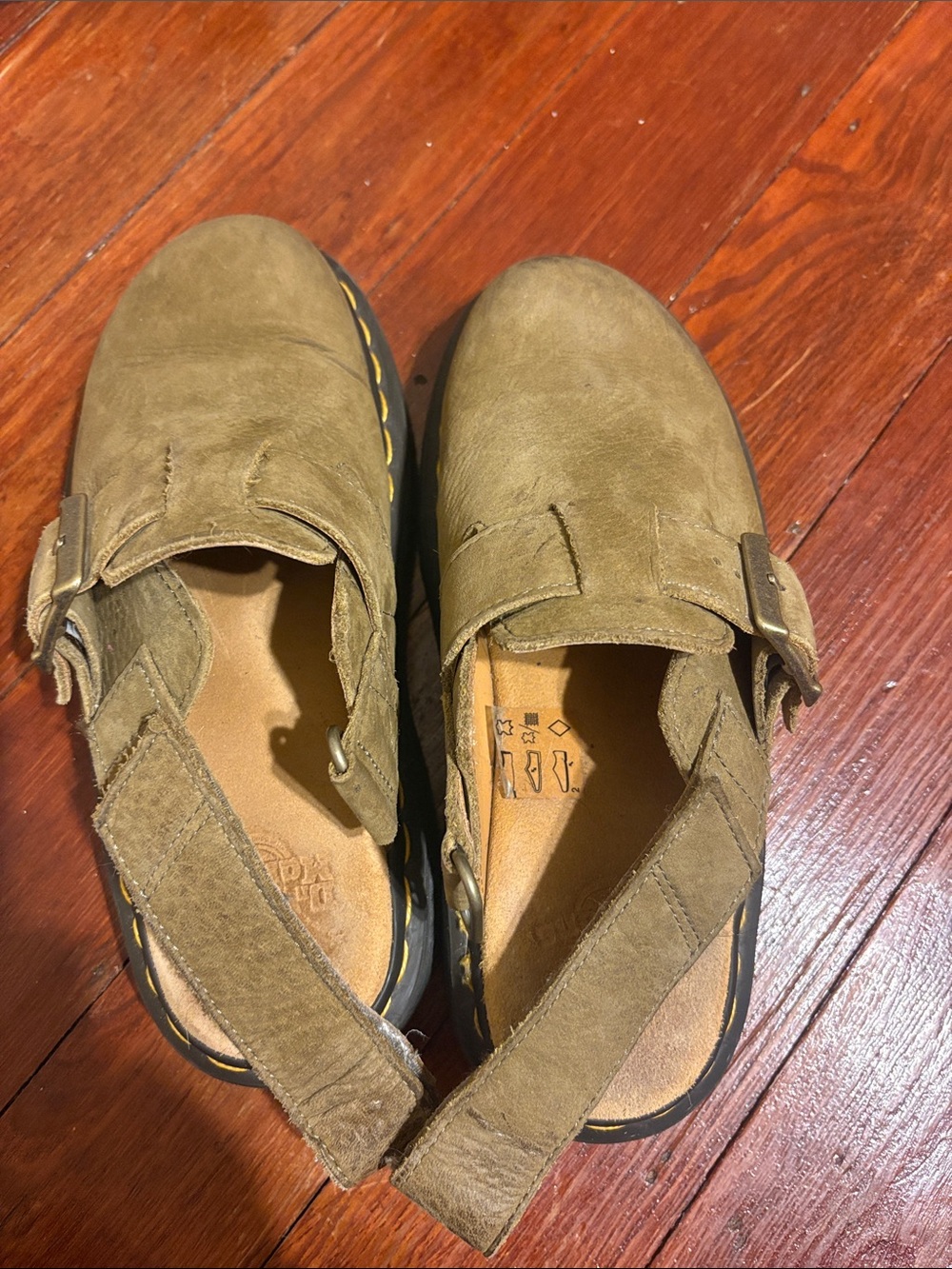 Dr. Martens Olive Suede Slip-On Sandal with Backstrap